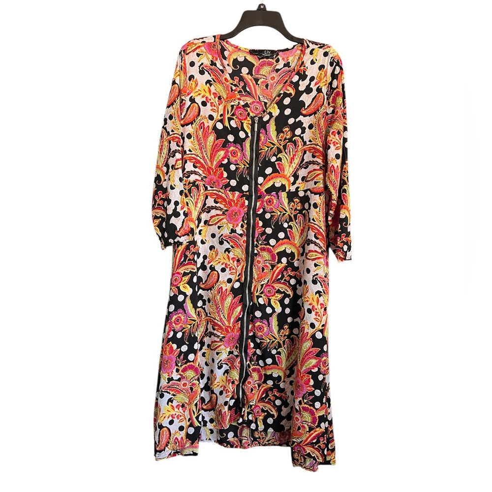 Liv by Habitat Zip Front Colorful Midi Dress size Medium - Picture 3 of 11